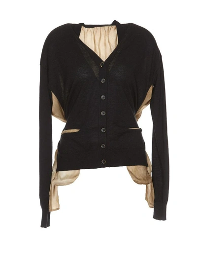 Shop Uma Wang Cardigan In Black/tan