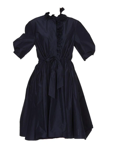Shop Lanvin Ruffle Dress In Midnight Blue