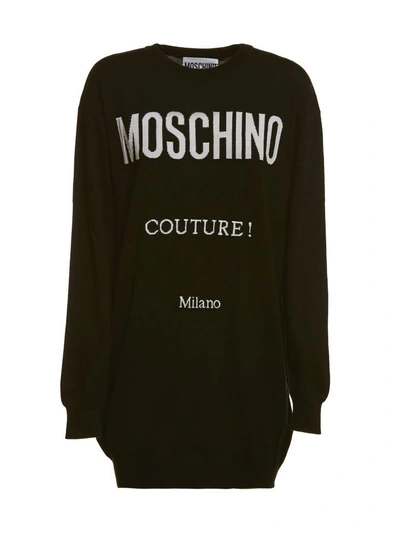 Shop Moschino Dress In Nero Bianco