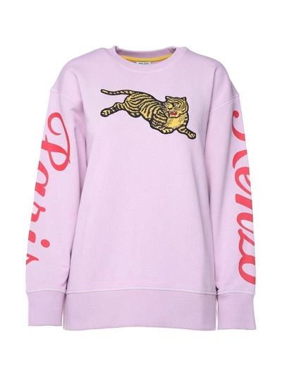 Shop Kenzo Bamboo Tiger Logo-print Cotton Sweatshirt In Rosa