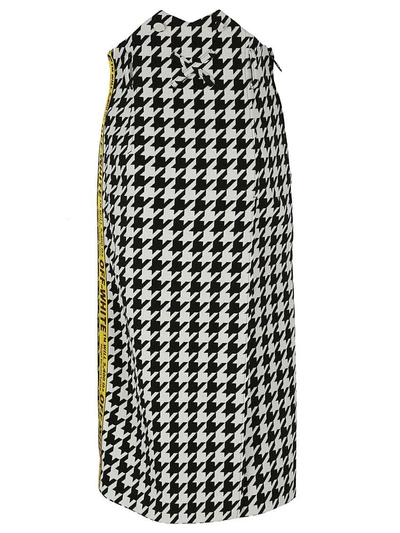 Shop Off-white Taped Houndstooth Midi Skirt In Black