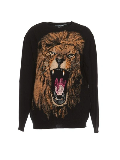 Shop Stella Mccartney Lion Intarsia Crew Neck Sweater In Multicolour