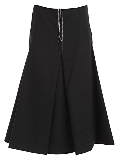 Shop Marni Inverted Pleat Skirt In 00nblack