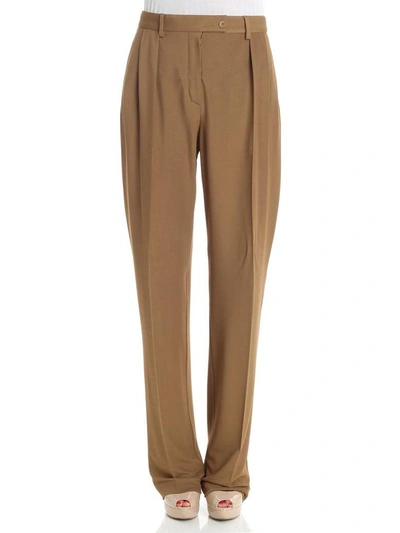 Shop Alberta Ferretti Viscose Blend Trousers In Light Brown