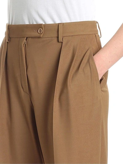 Shop Alberta Ferretti Viscose Blend Trousers In Light Brown