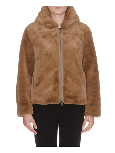 Shop Vince Faux Fur Sweatshirt In Light Brown