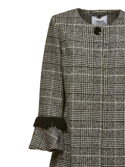 Shop Blugirl Checked Coat In Nero/bianco