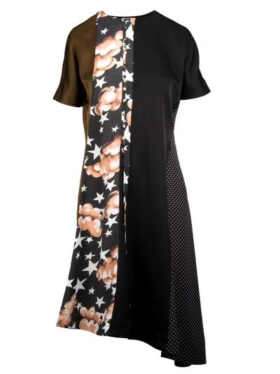 Shop Loewe Patchwork Shift Dress In Black Multicolor 1489