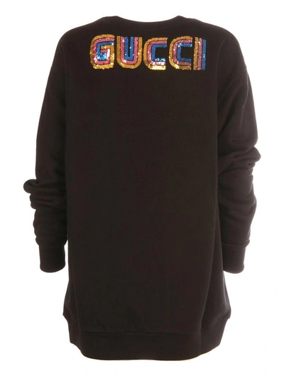 Shop Gucci Dogs Logo Rainbow Sweater In Black Multi