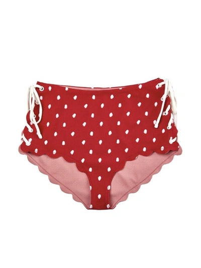 Shop Marysia Palm Springs Lace-up Bikini Briefs In Rosso