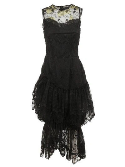 Shop Simone Rocha Lace Trim Dress In Black