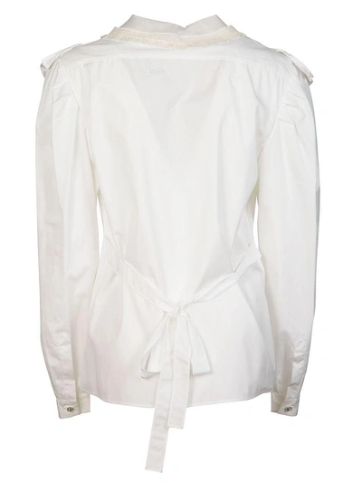 Shop Miu Miu Ruffled Detail Blouse In Bianco