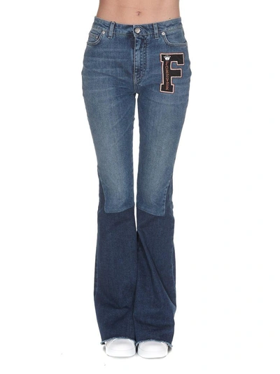 Shop Dolce & Gabbana Cut Out Patch Jeans In Blu Scurissimo 1