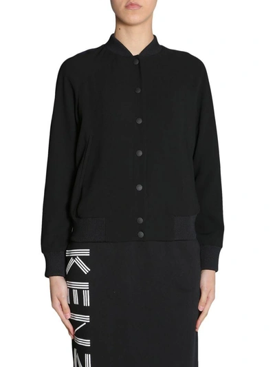 Shop Kenzo Teddy Bomber Jacket In Nero