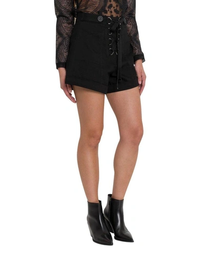 Shop Self-portrait Shorts With Criss-cross Detail In Nero