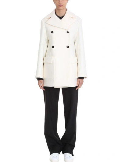 Shop Jil Sander Classic Double-breasted Coat In White