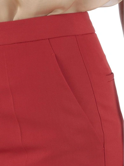 Shop Maison Margiela Wool Blend Trousers In Red