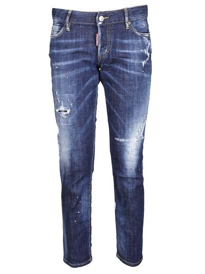 Shop Dsquared2 Distressed Jeans In Denim