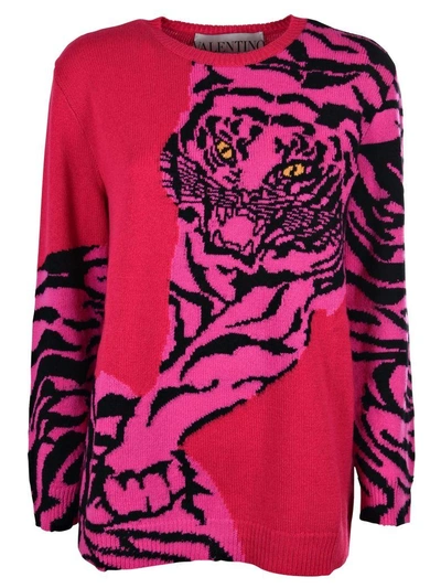 Shop Valentino Tiger-intarsia Jumper In Amdisco Pink