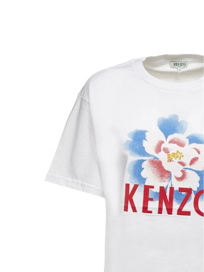 Shop Kenzo Floral Print T-shirt In Bianco Multicolor