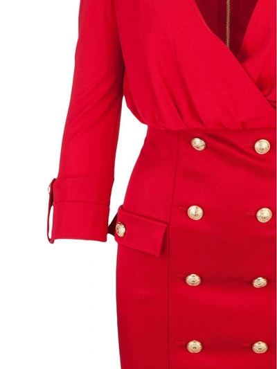 Shop Balmain Paris Dress In Rosso