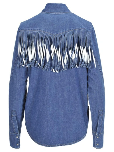 Shop Msgm Shirt Fringe In Blue