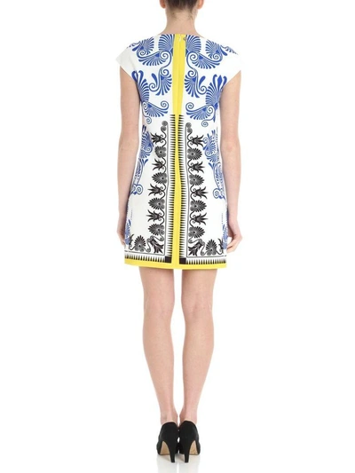 Shop Versace Dress In White - Blue - Yellow