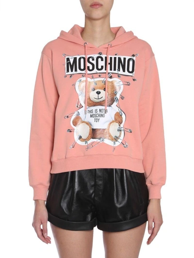 Shop Moschino Hooded Sweatshirt In Rosa