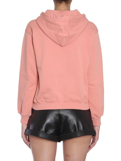 Shop Moschino Hooded Sweatshirt In Rosa