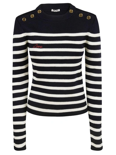 Shop Miu Miu Striped Shirt In Black