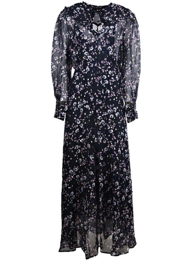 Shop Isabel Marant Maxene Floral Print Dress In 30mi Midnight