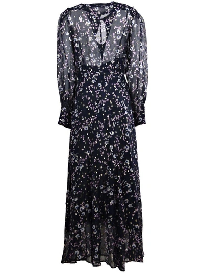 Shop Isabel Marant Maxene Floral Print Dress In 30mi Midnight
