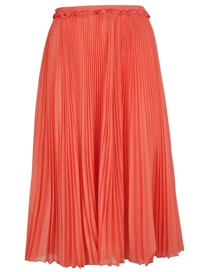 Shop Rochas Pleated Skirt In Light Red