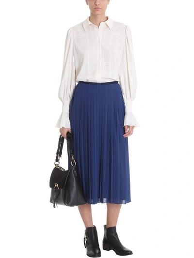 Shop See By Chloé Pleated Skirt In Blue