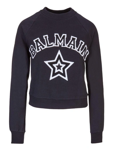 Shop Balmain Paris Sweatshirt In Nero Bianco