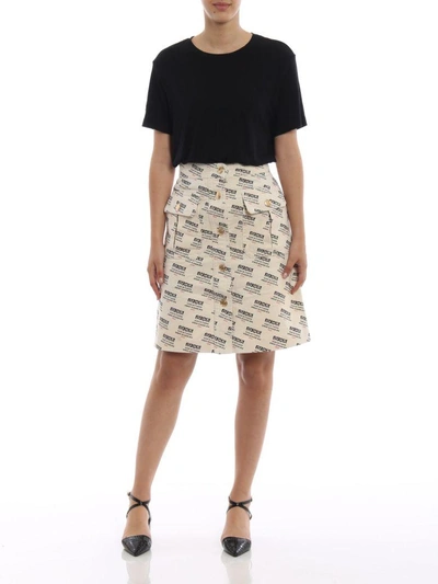 Shop Gucci Ctn Drill Stamp Skirt In Bone-black