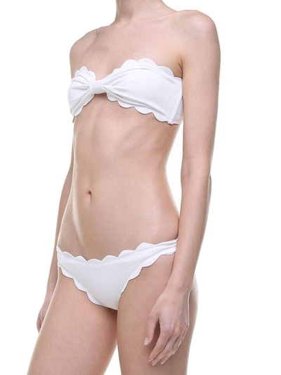 Shop Marysia Antibes Scalloped-edges Bandeau Bikini Top In Bianco