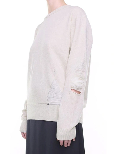 Shop Helmut Lang Destroyed-wool Sweater In Rosa