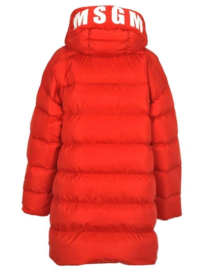 Shop Msgm Parka Oversized In Red