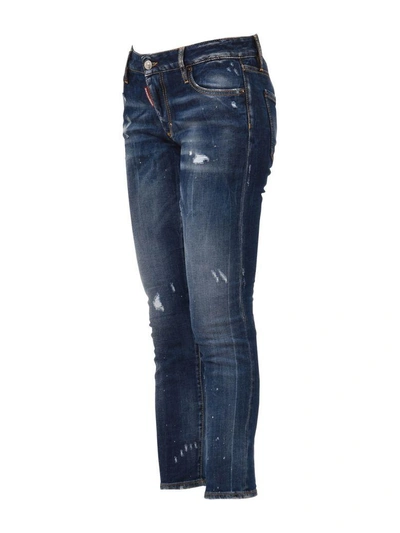 Shop Dsquared2 Blue Slim-fit Cropped Jean