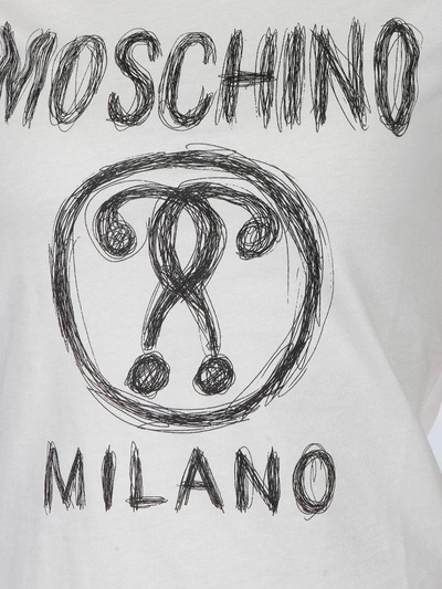 Shop Moschino Cotton T-shirt In White - Black