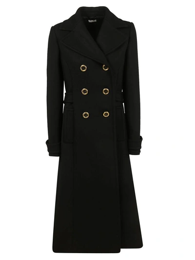 Shop Miu Miu Classic Double Breasted Coat In Black