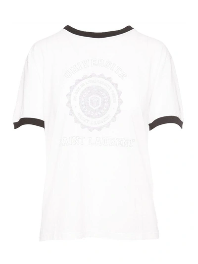 Shop Saint Laurent T-shirt In Bianco Nero