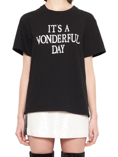 Shop Alberta Ferretti 'it's A Wonderful Day' T-shirt In Black