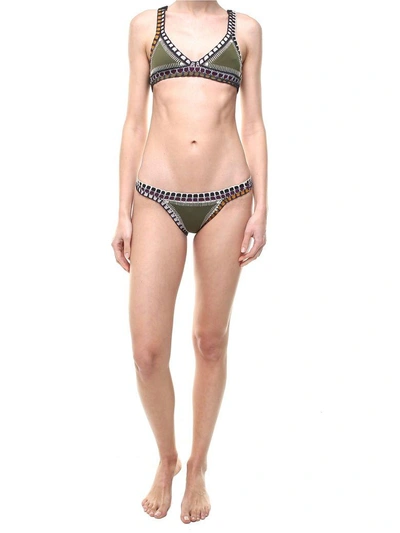 Shop Kiini Wren Crochet-trimmed Bikini Brief In Olive Multi