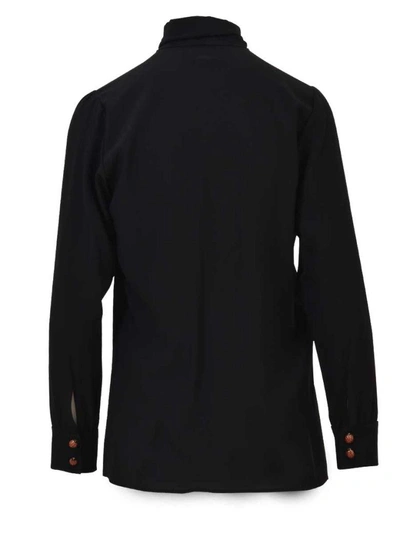 Shop Gucci Ladybug Button Silk Shirt In Black