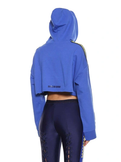 Shop Fenty X Puma Long Sleeves Cropped Hoodie In Blu