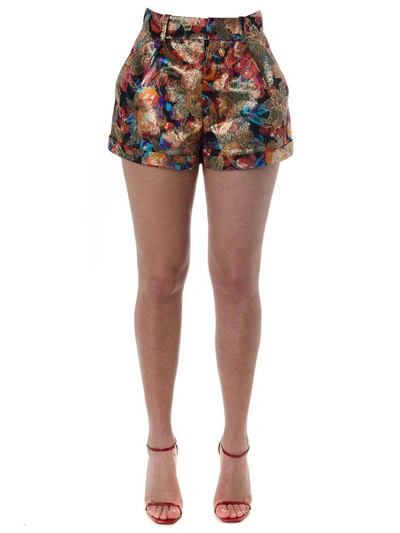 Shop Saint Laurent Multicoloured Jacquard Silk Shorts In Multicolor