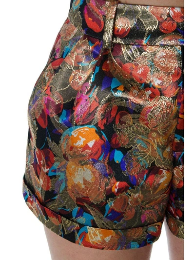 Shop Saint Laurent Multicoloured Jacquard Silk Shorts In Multicolor