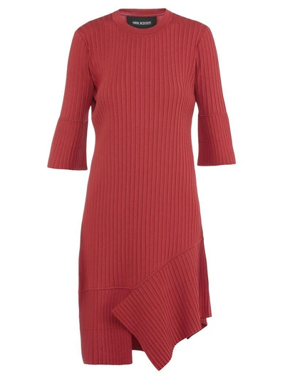 Shop Neil Barrett Ribbed Dress In Red